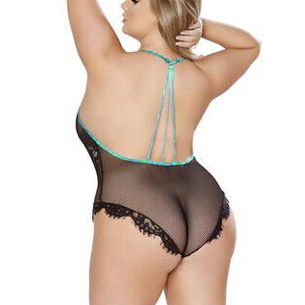 Plus Size Lace Mesh Halter One-Piece seductive Lingerie