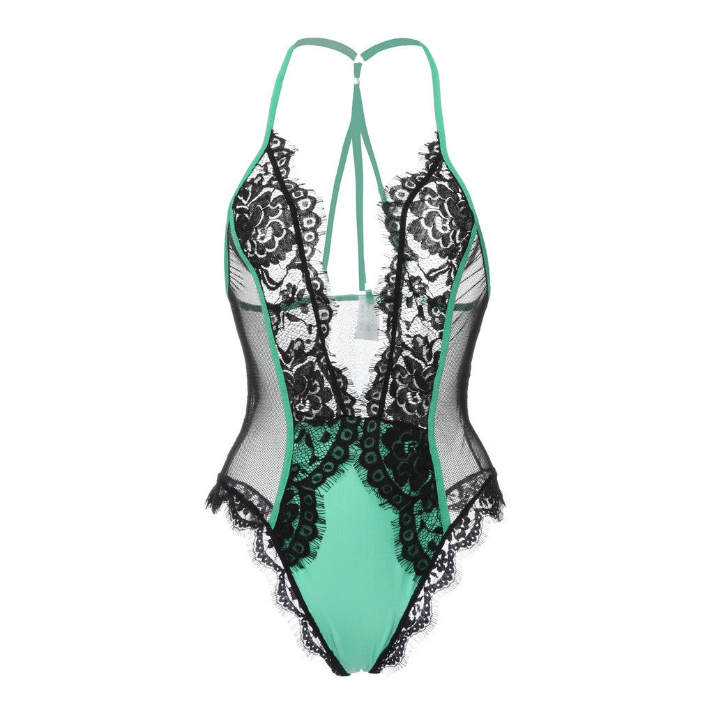 Plus Size Lace Mesh Halter One-Piece seductive Lingerie