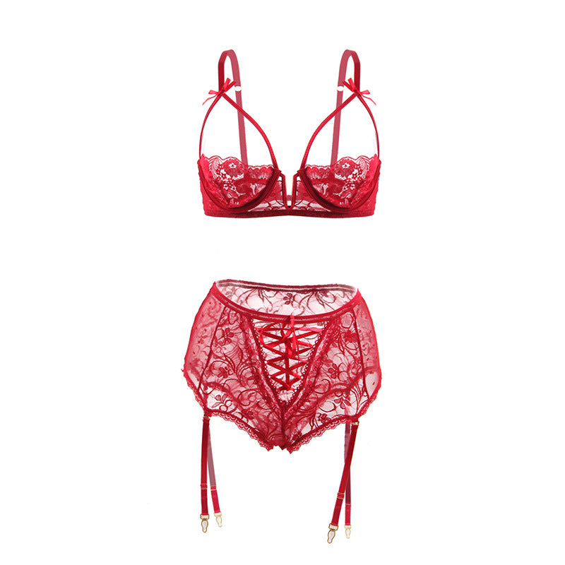 Plus Size Lace Bra, High Waist Panties seductive Lingerie