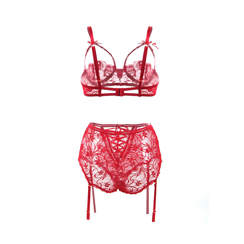 Plus Size Lace Bra, High Waist Panties seductive Lingerie