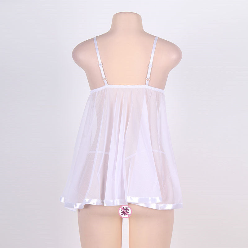 Plus Size Transparent Mesh Temptation Lace Pajamas seductive