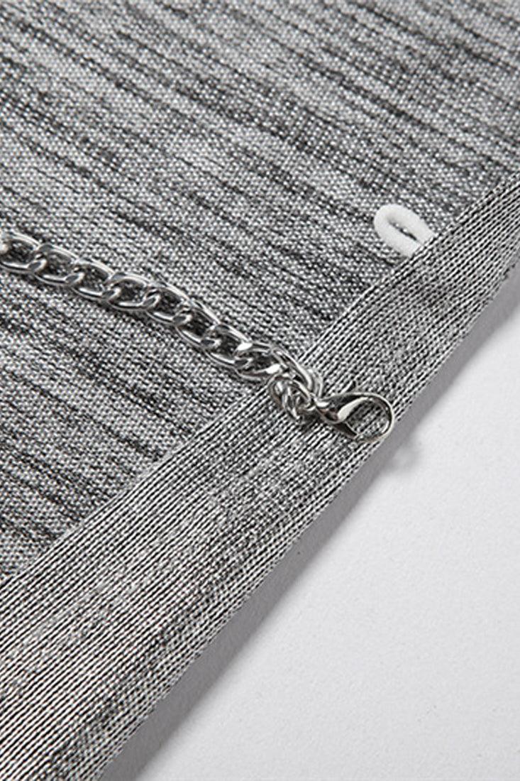 Silver Metallic Halter Hooded Backless Chain Party Club Top