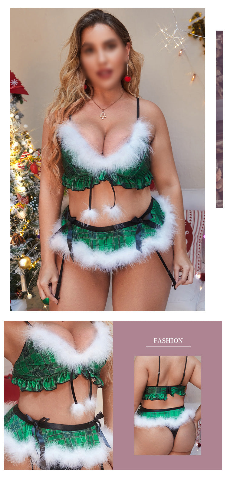 Plus Size Christmas Three-Point seductive Lingerie Suit