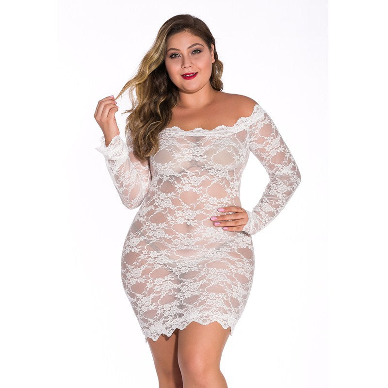 Plus Size Long Sleeve See-Through Jumpsuit seductive Lingerie