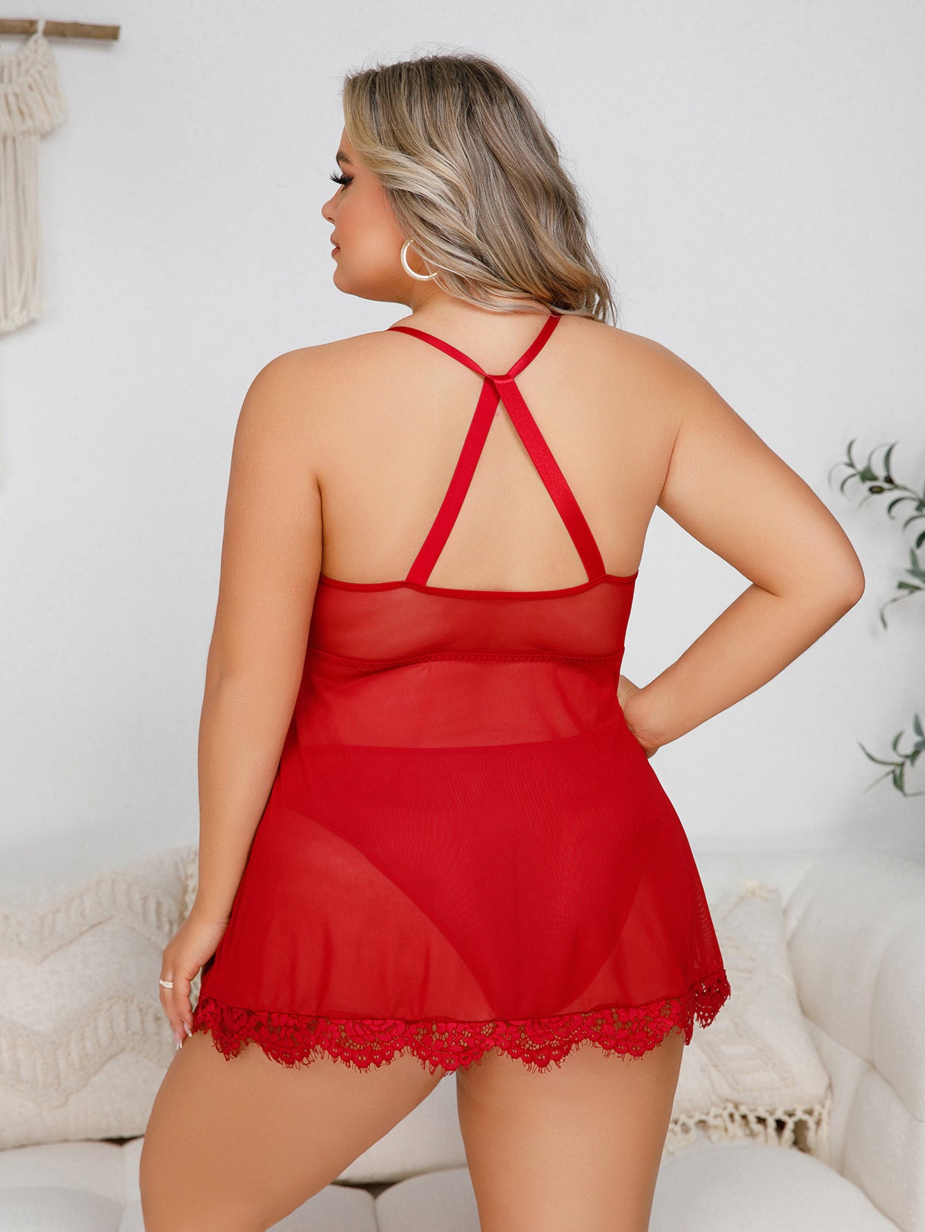 Plus Size Suspender Pajamas Sleepwear seductive Lingerie