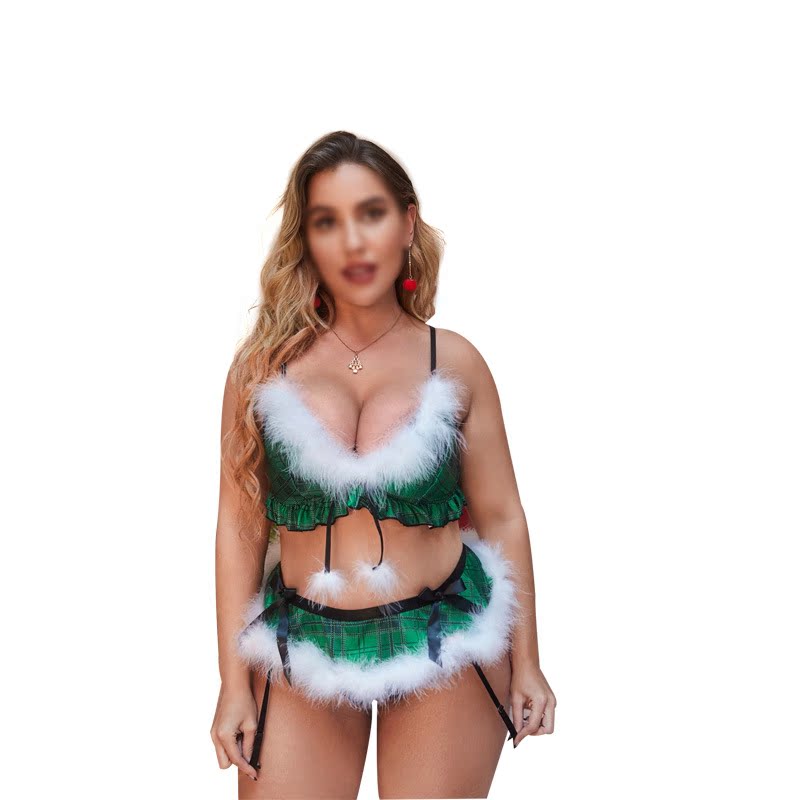 Plus Size Christmas Three-Point seductive Lingerie Suit