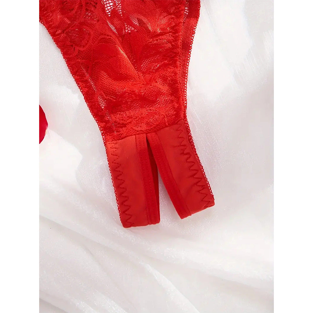 Plus Size Dew Bra Open T Back Lingerie Set