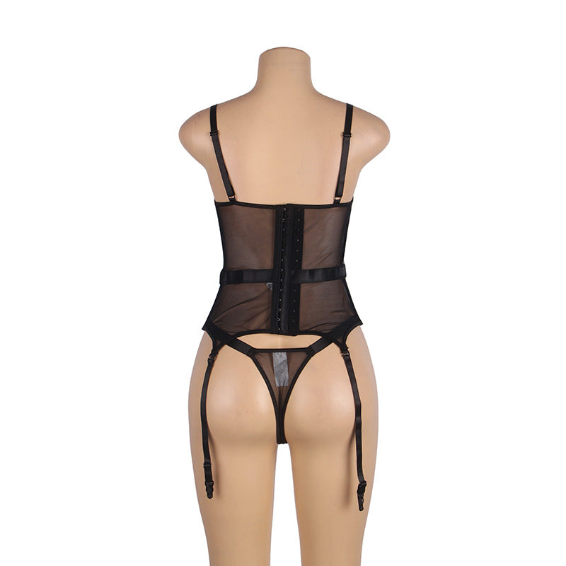 Women Multi Color Mesh Nightdress Transparent seductive