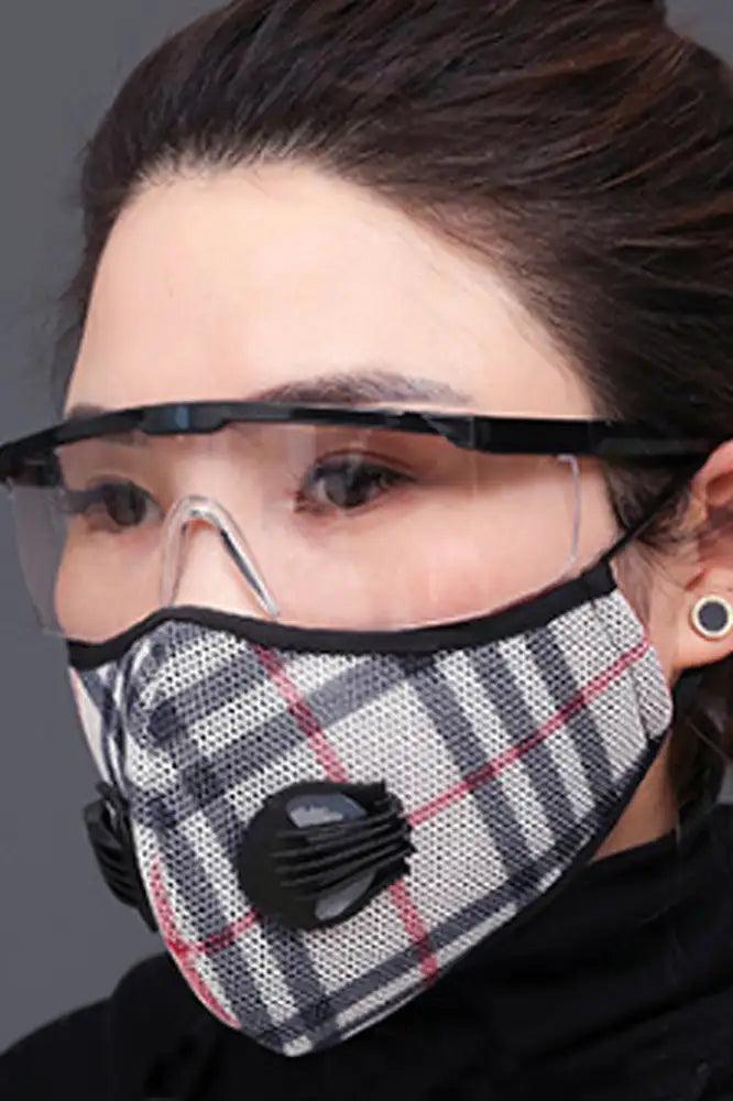 Beige Black Double Respirator Filter Face Mask