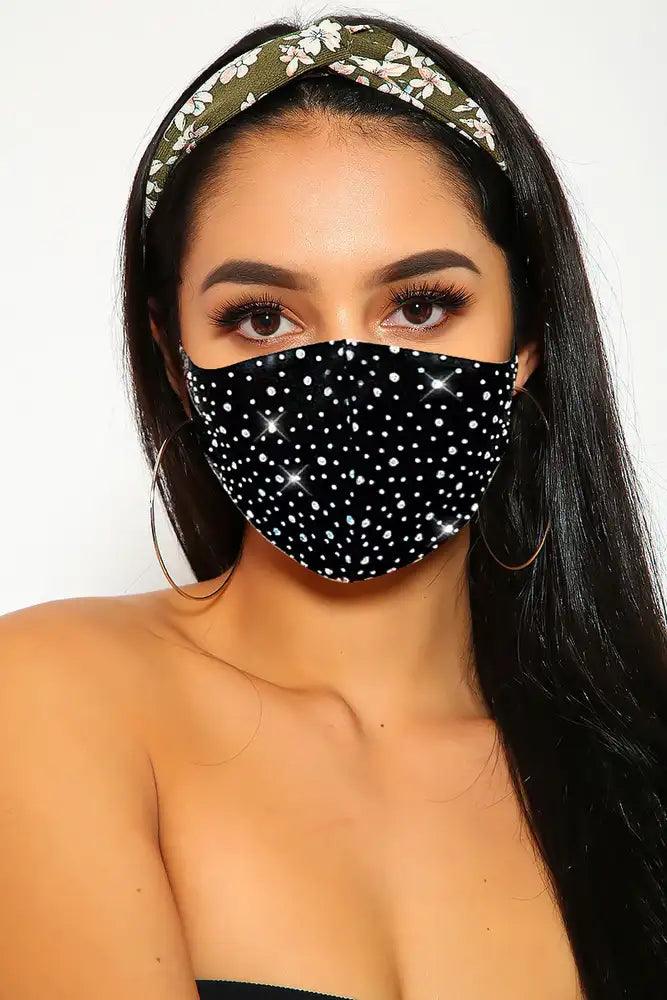 Black Diamond Rhinestone Face Mask