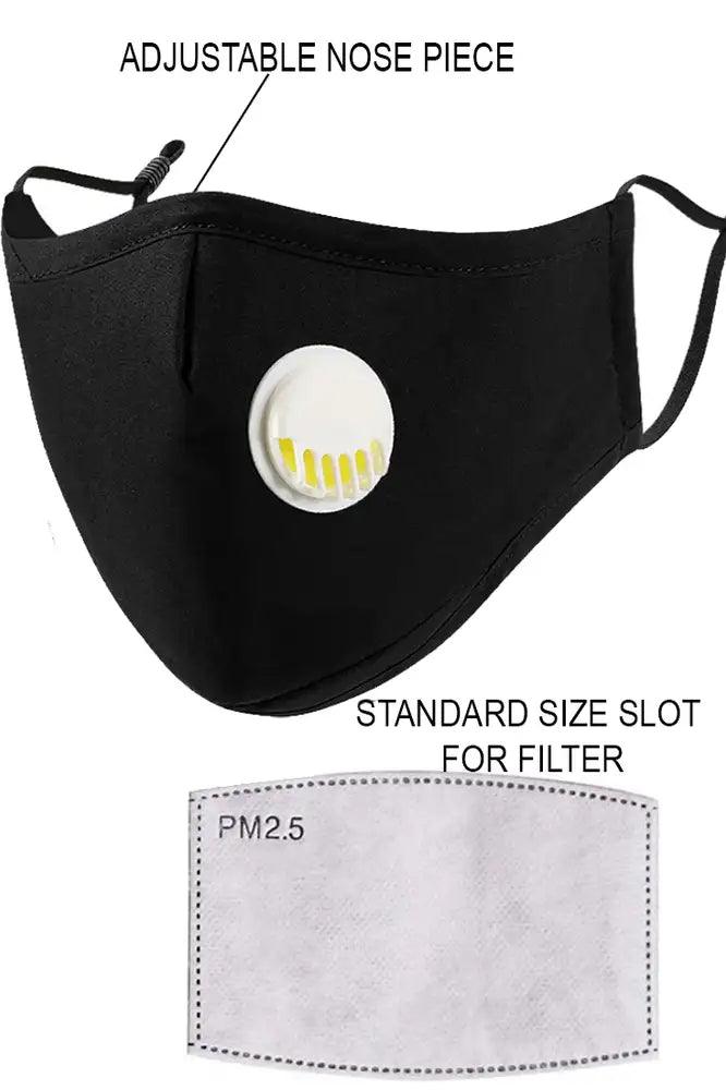 Black Reusable Filter Respirator Face Mask (Adjustable Nose Piece)