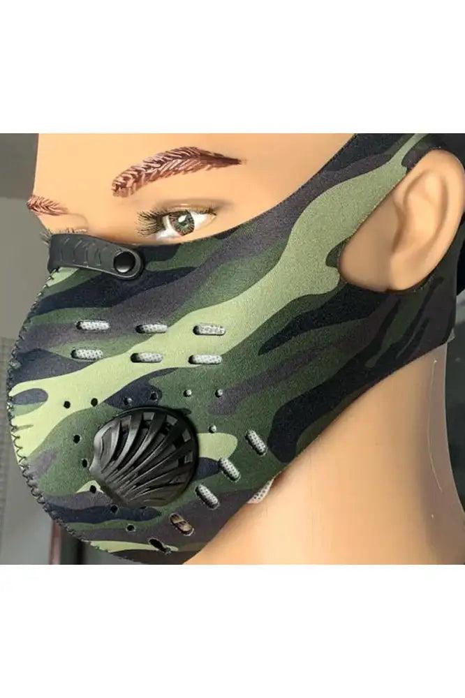 Camouflage Print Double Respirator Filter Face Mask - Babewear
