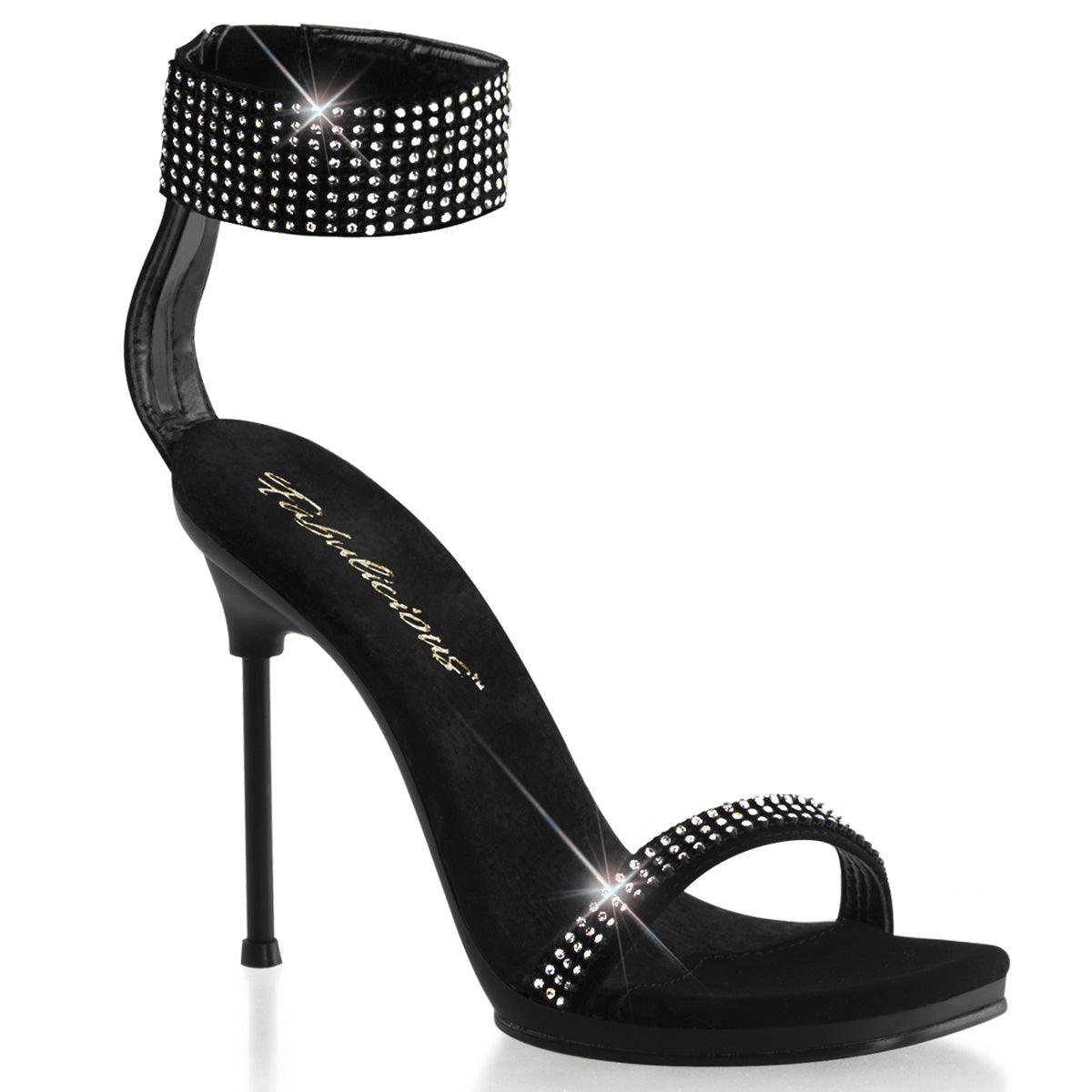 CHIC-40: black, silver high-heeled sandal, glamorous style
