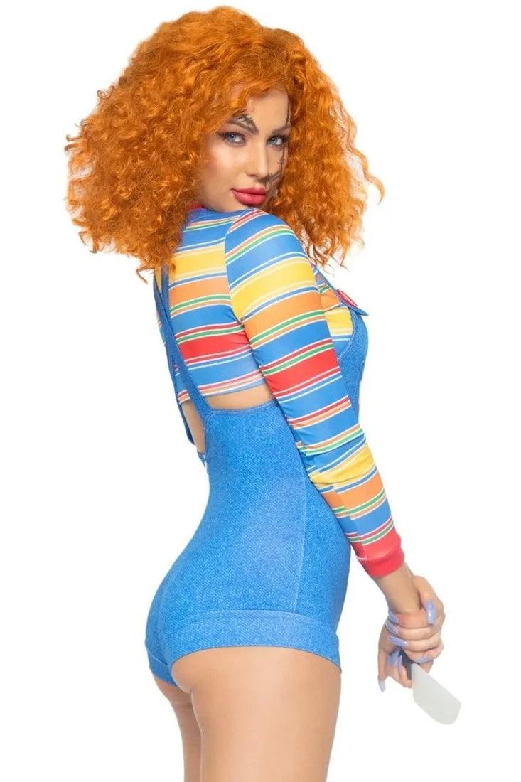 Wanna Play Blue Rainbow Stripe Sexy 2 Pc Doll Movie Character Costume