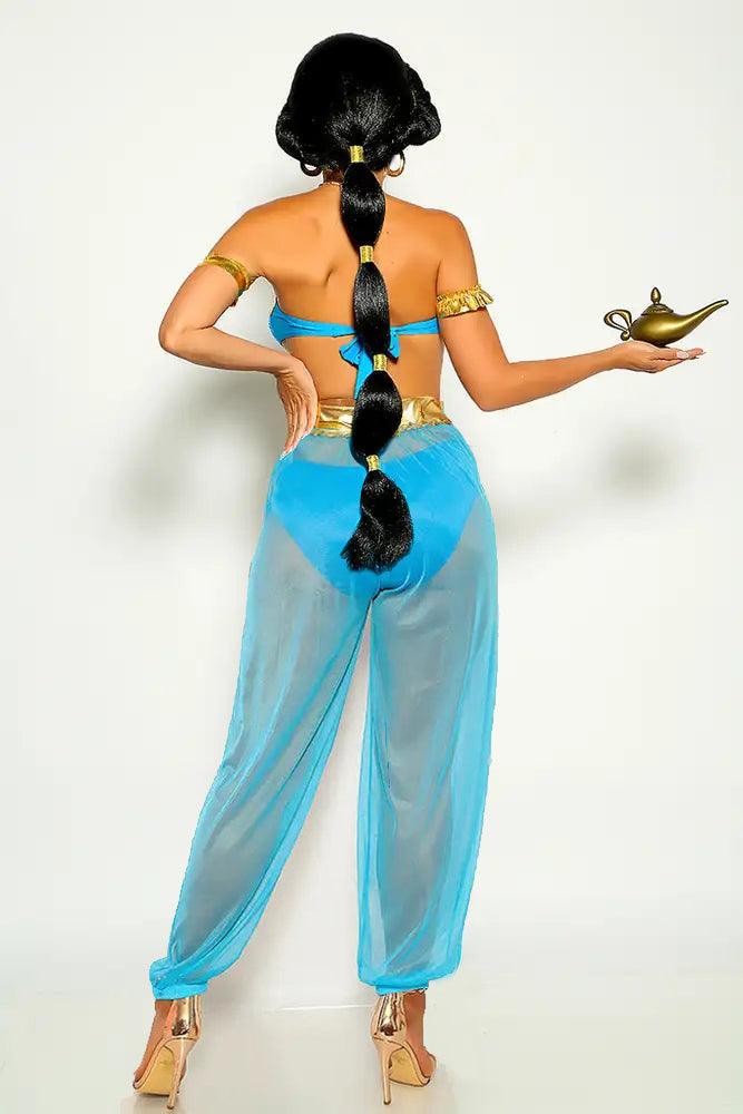 Gold Turquoise Bandeau Gold Trim 4 Piece Princess Jas Costume