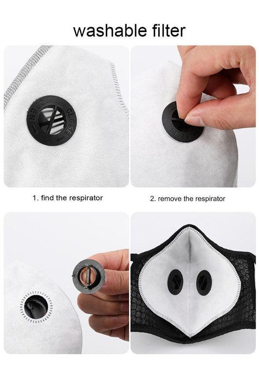 Grey Filter Respirator 5 Layer Netted Face Mask