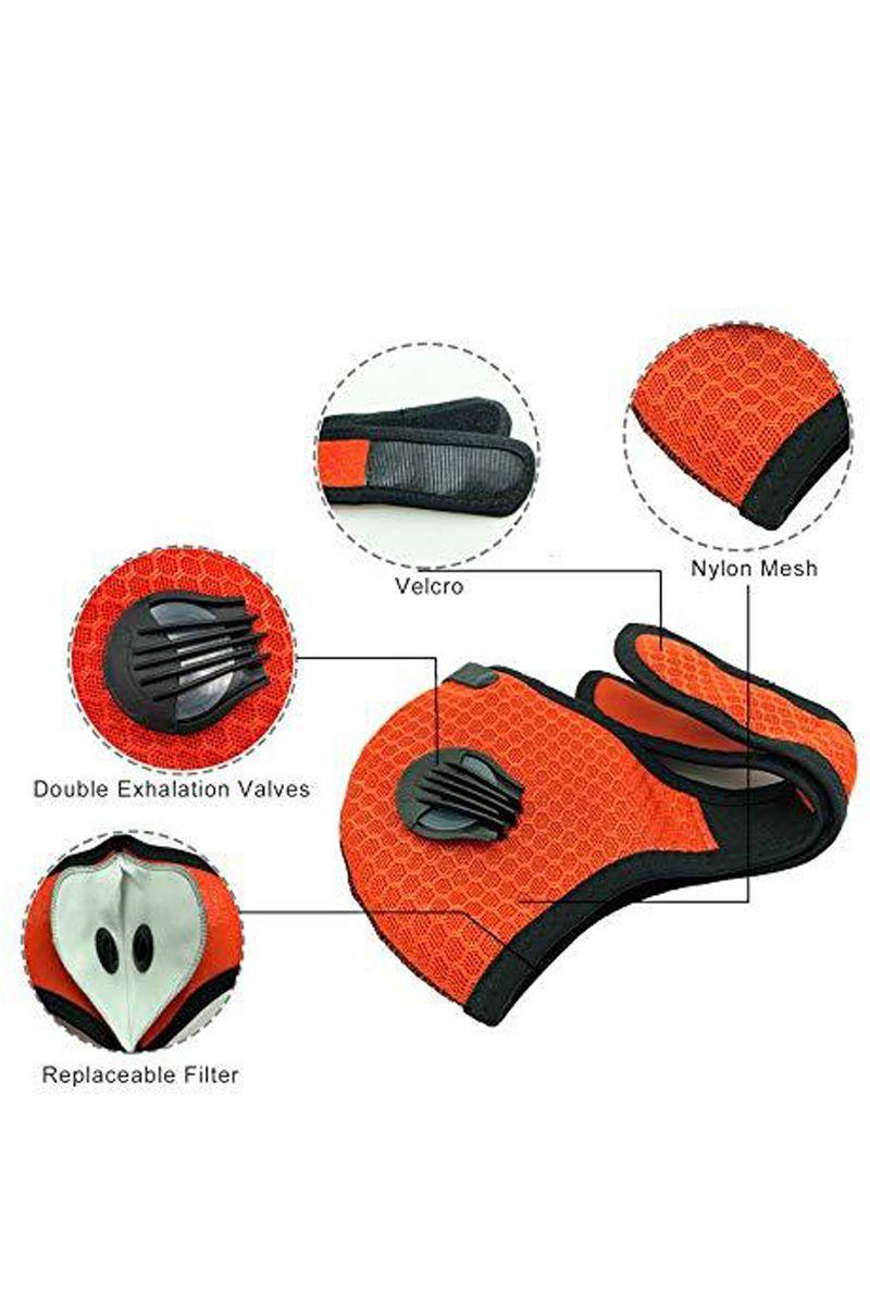 Orange Netted Filter One Piece Face Mask