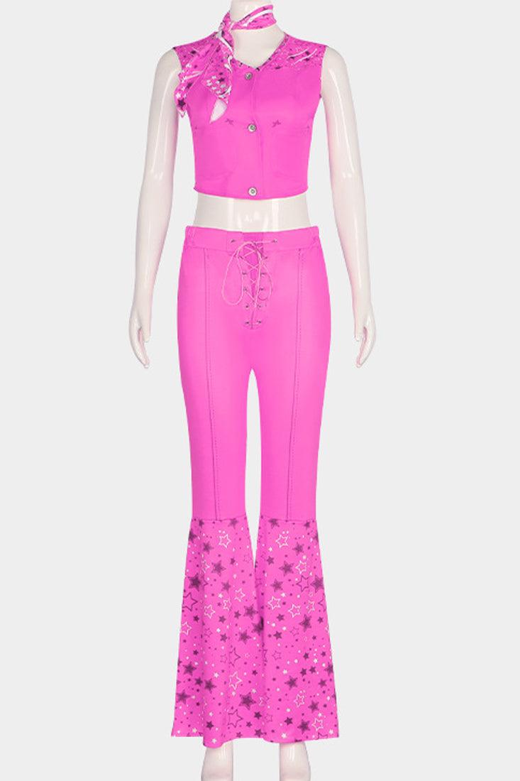 Pink Cowgirl Doll 3 Pc Top Pants Scarf Costume