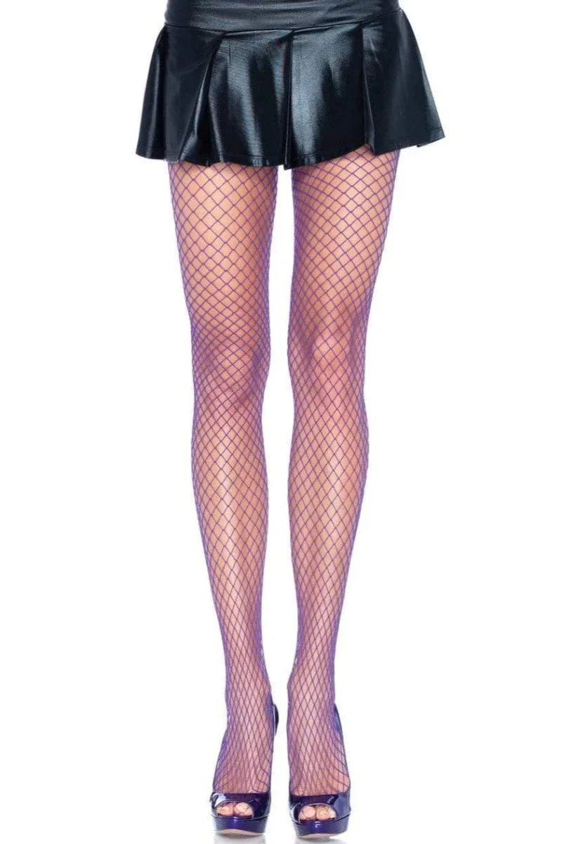 Purple Spandex Netted Pantyhose