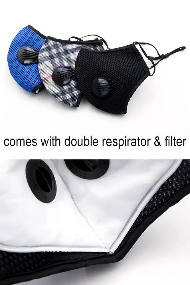 Royal Blue Double Respirator Filter Face Mask