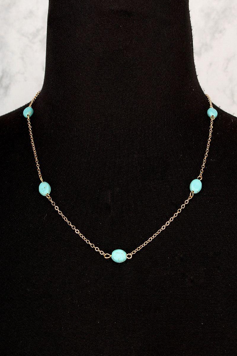 Sexy Gold Beaded Accent Simple Necklace