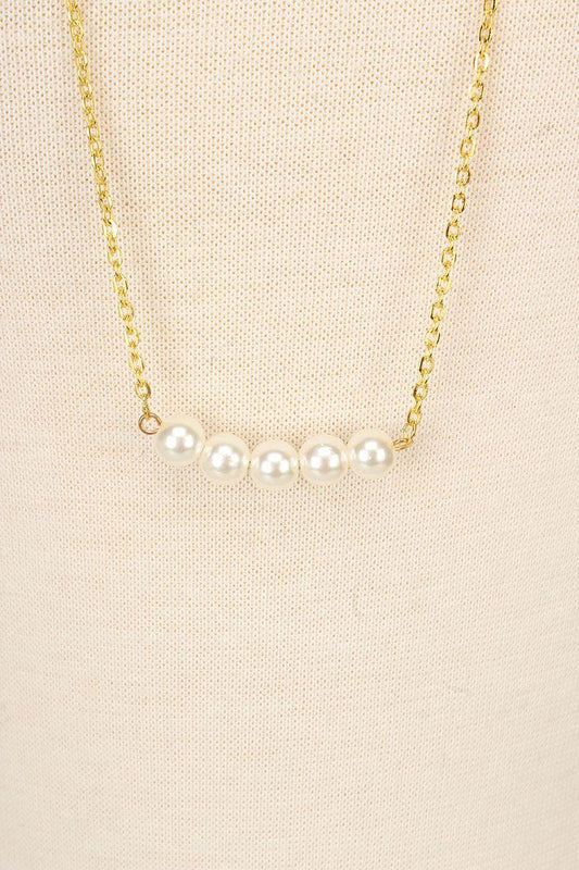 Sexy Gold Polish Chain Pearl Accent Necklace