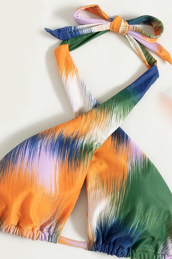 Sexy Orange Green Purple 2pc Tie Die Bikini