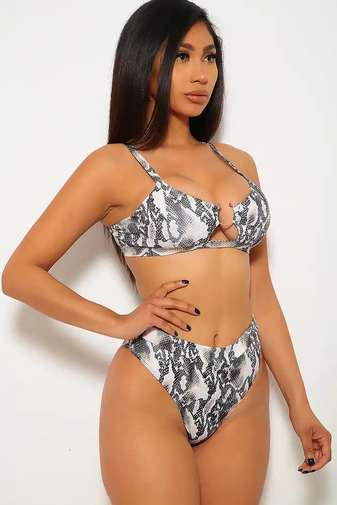 Snake Print Padded Two Piece Swimsuit