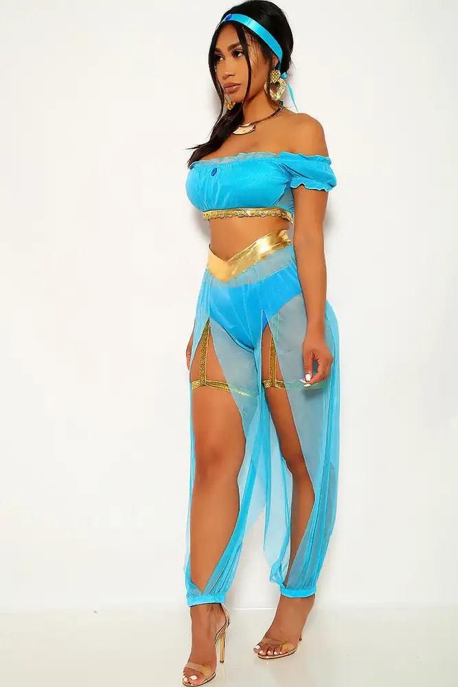 Turquoise Gold Princess Jas 3 Piece Costume