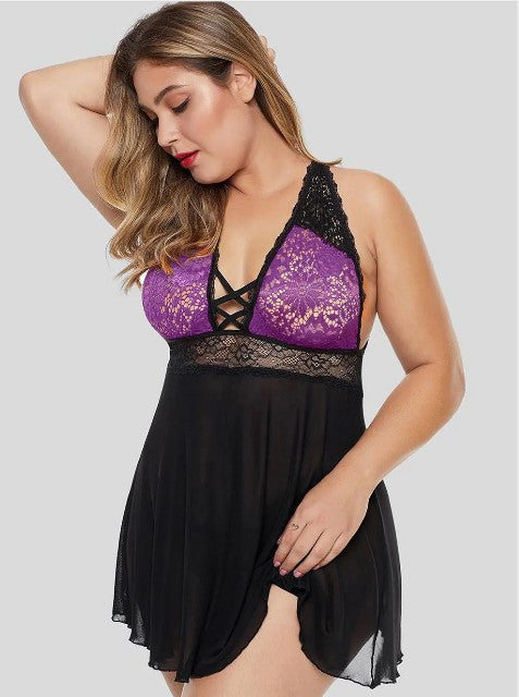 Plus Size Women's seductive Sling Pajamas Nightdress