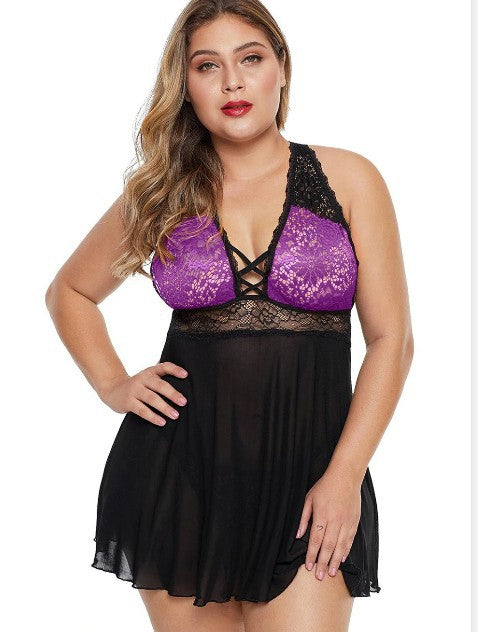 Plus Size Women's seductive Sling Pajamas Nightdress