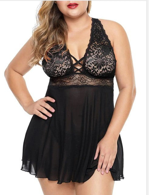 Plus Size Women's seductive Sling Pajamas Nightdress