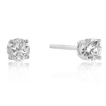 4mm New Sterling Round Cut Cubic Zirconia Studs Silver - Babewear