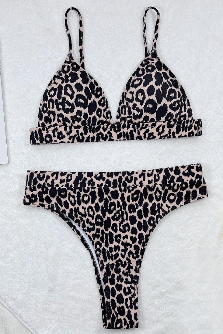 Leopard Print Push Up High Waist Cheeky Bottom 2Pc Sexy Swimsuit