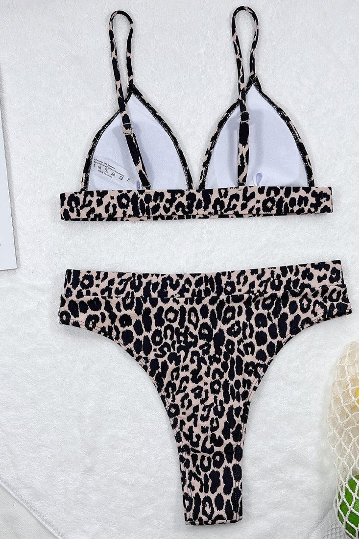 Leopard Print Push Up High Waist Cheeky Bottom 2Pc Sexy Swimsuit