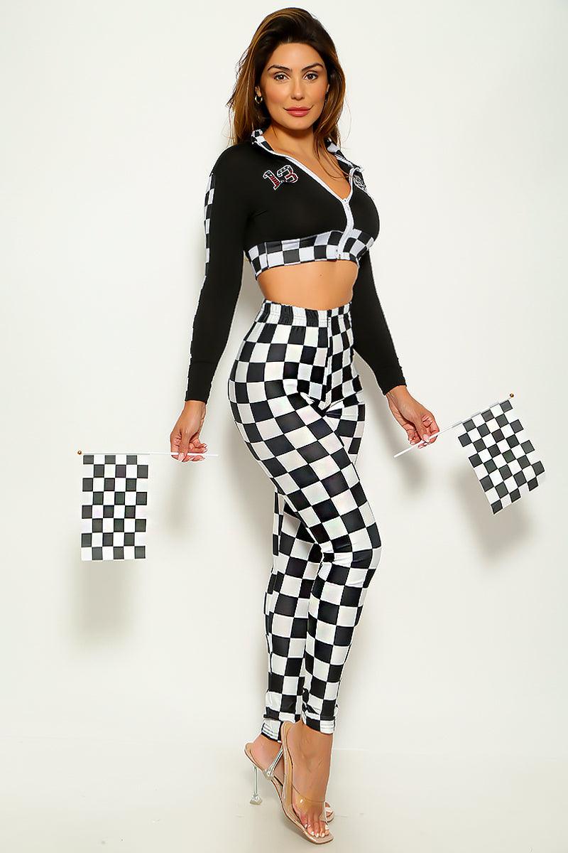 Black Race Car Racer Full Length 2pc Sexy Halloween Costume