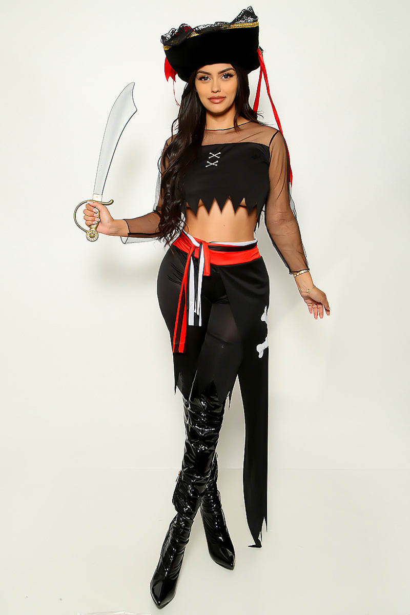 Black White Skull Sexy Pirate Costume