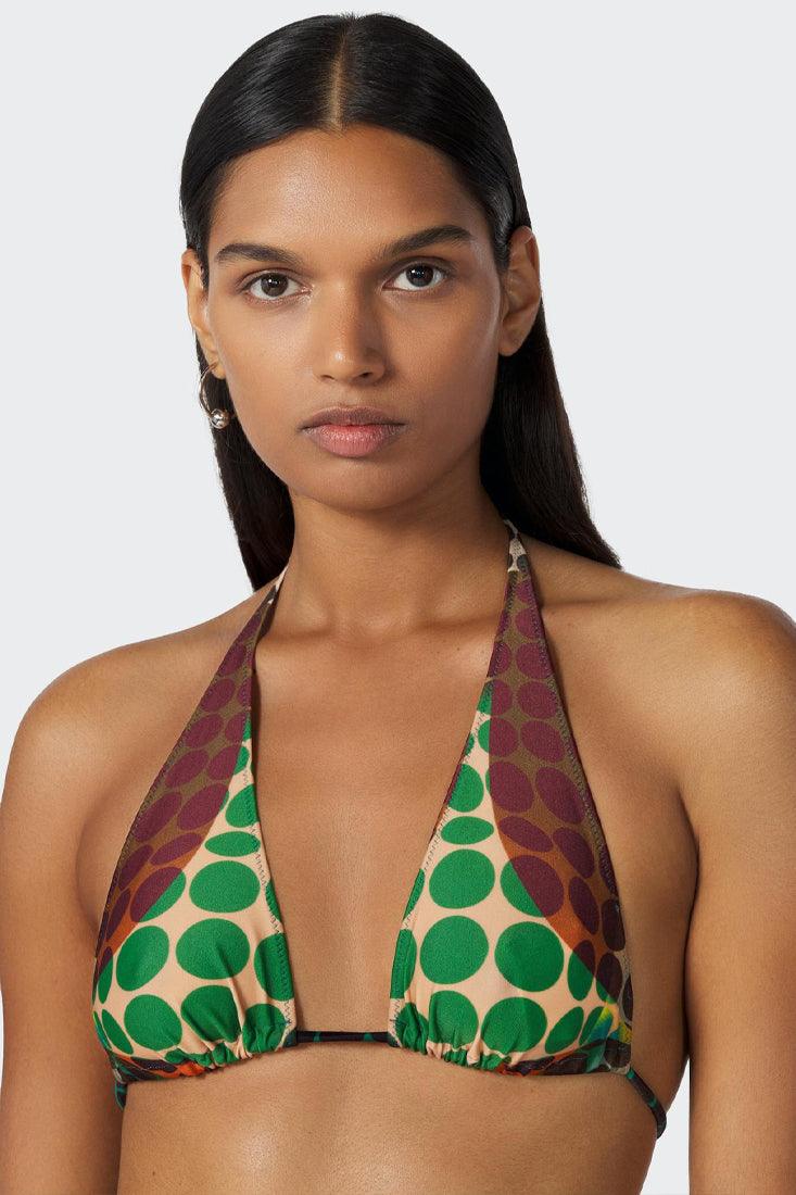 Green Multi Dot Bikini Body Shape Print Cheeky 2Pc Swimsuit Set