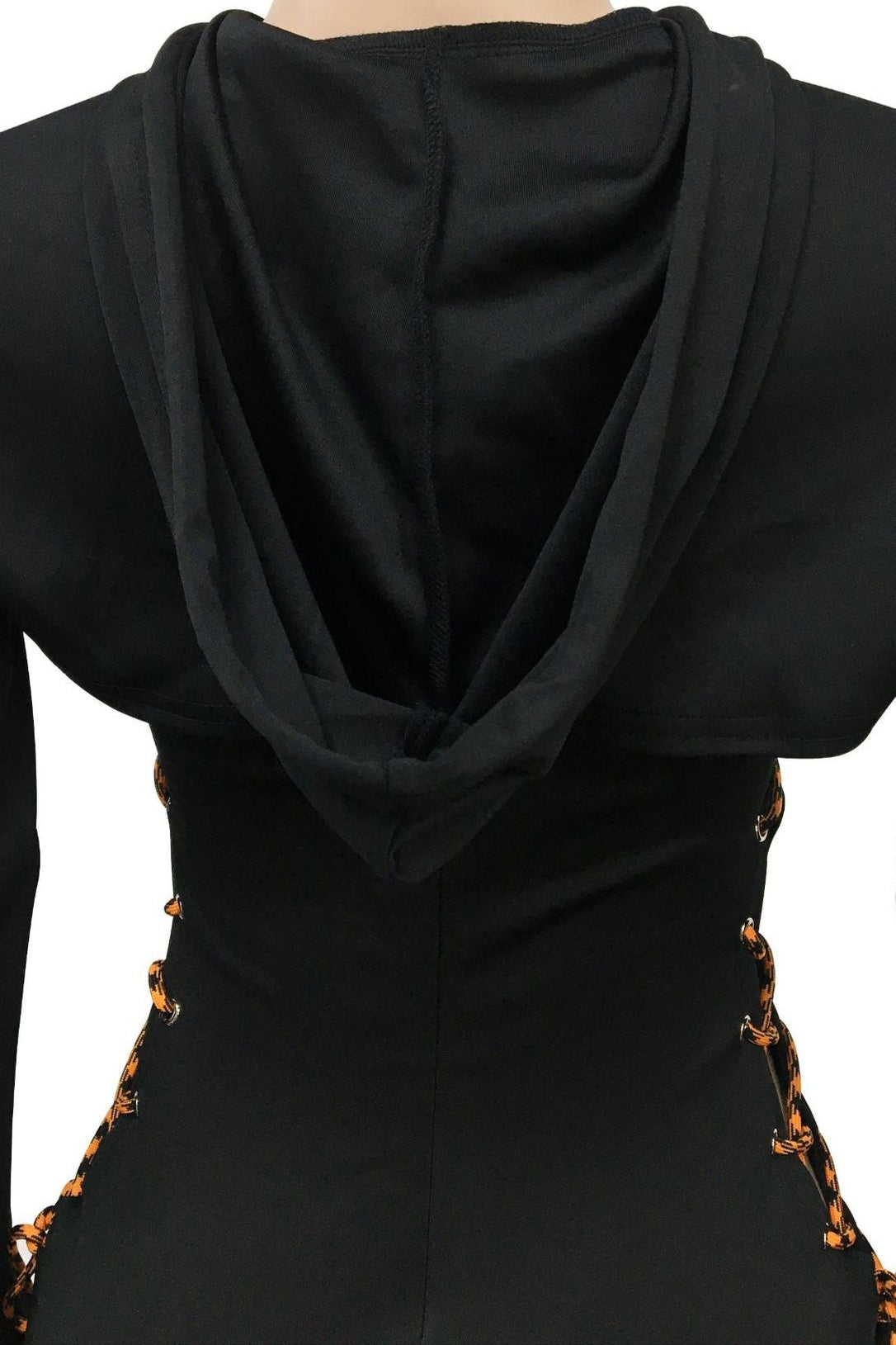 Black Hoodie Lace-Up Cut-Out Sexy Dress Outfit