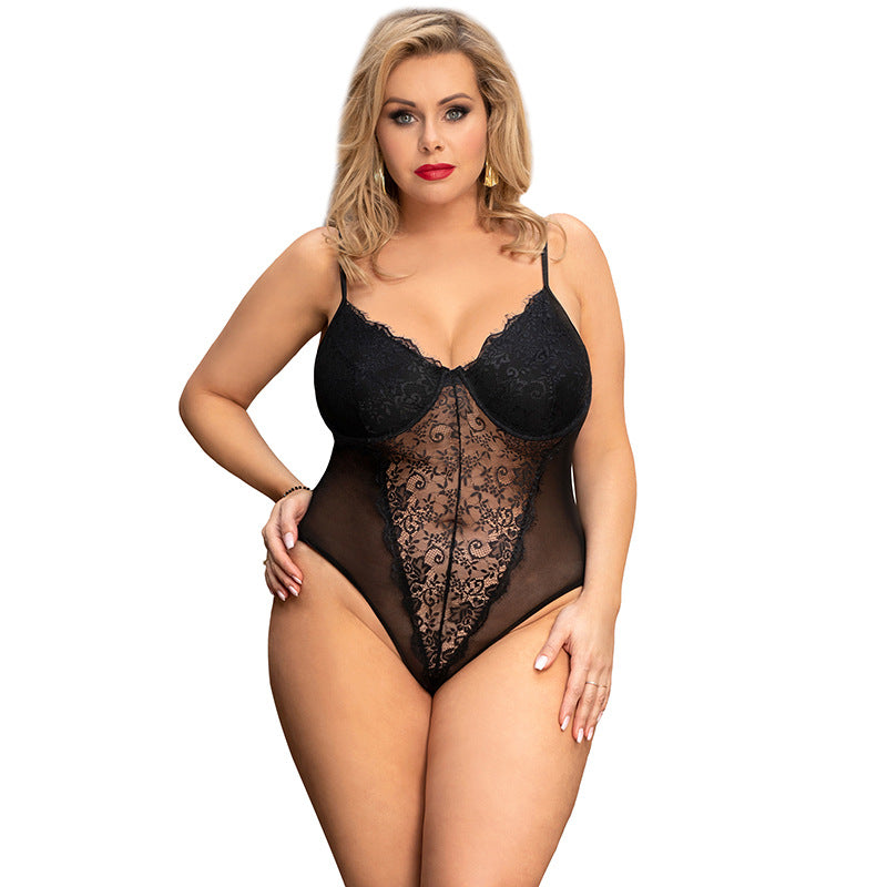 Plus Size Lace Jumpsuit Sling Pajamas seductive Lingerie