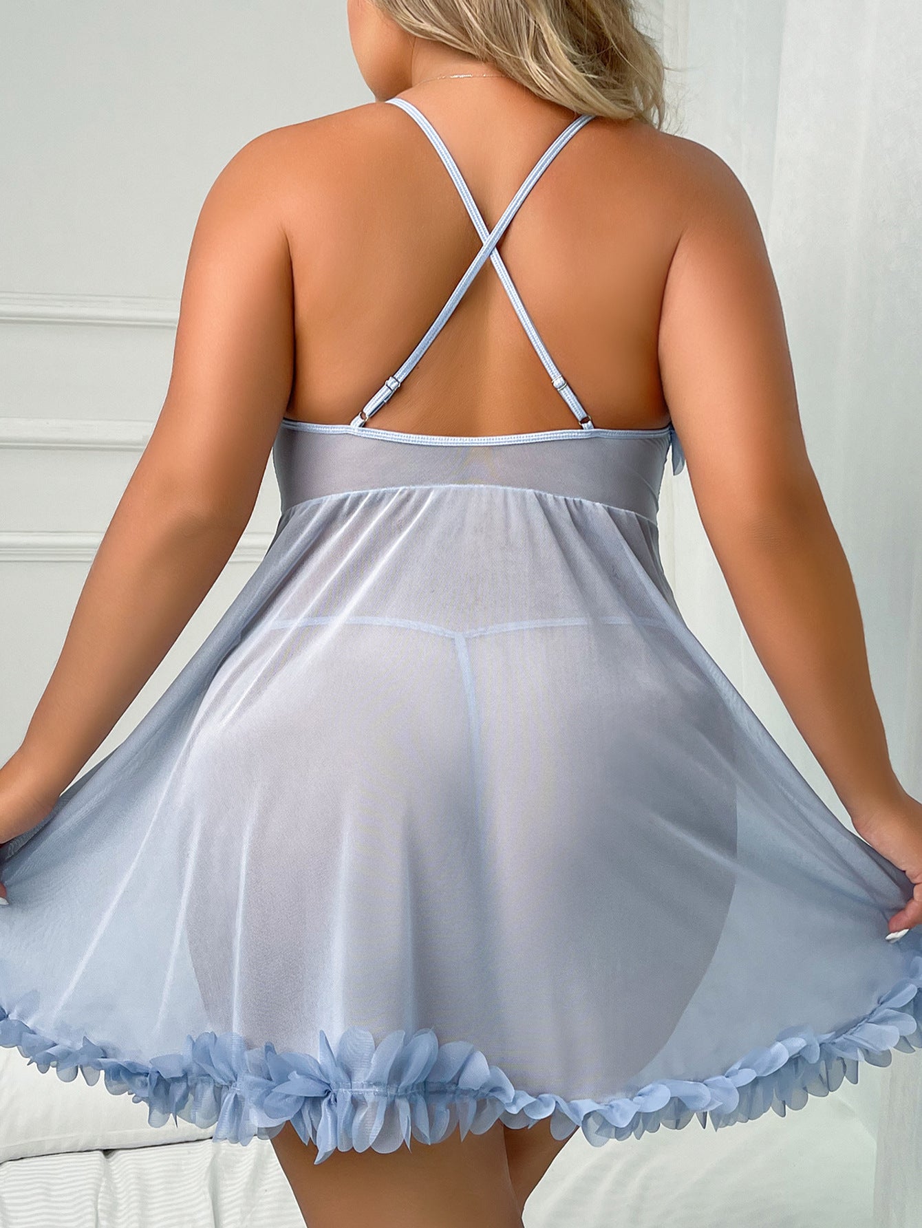 Plus Size Popular Sling Sleepwear One Piece See-Through