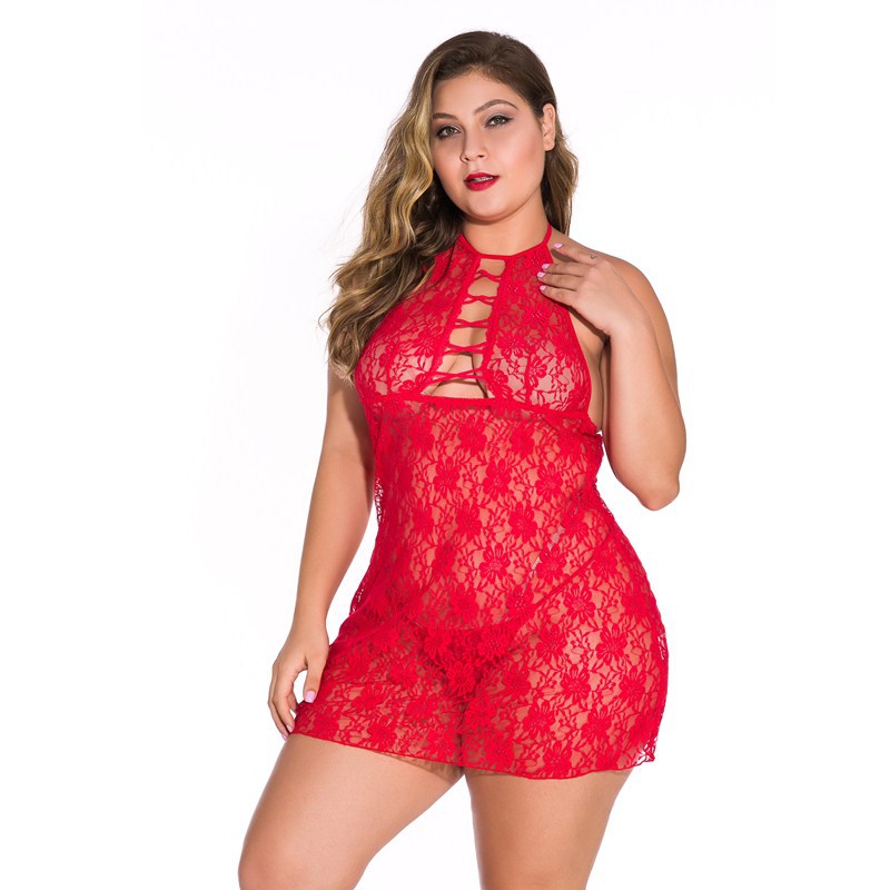 Plus Size Mesh Long Sleeve Cardigan Nightgown Suit