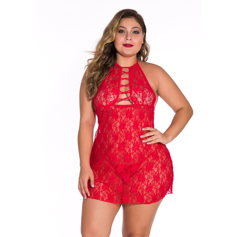 Plus Size Mesh Long Sleeve Cardigan Nightgown Suit