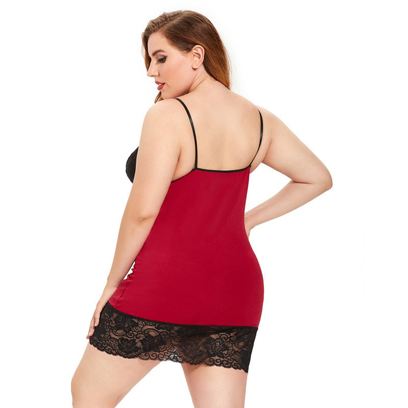 Plus Size Lace Backless Pajamas seductive Sleepwear