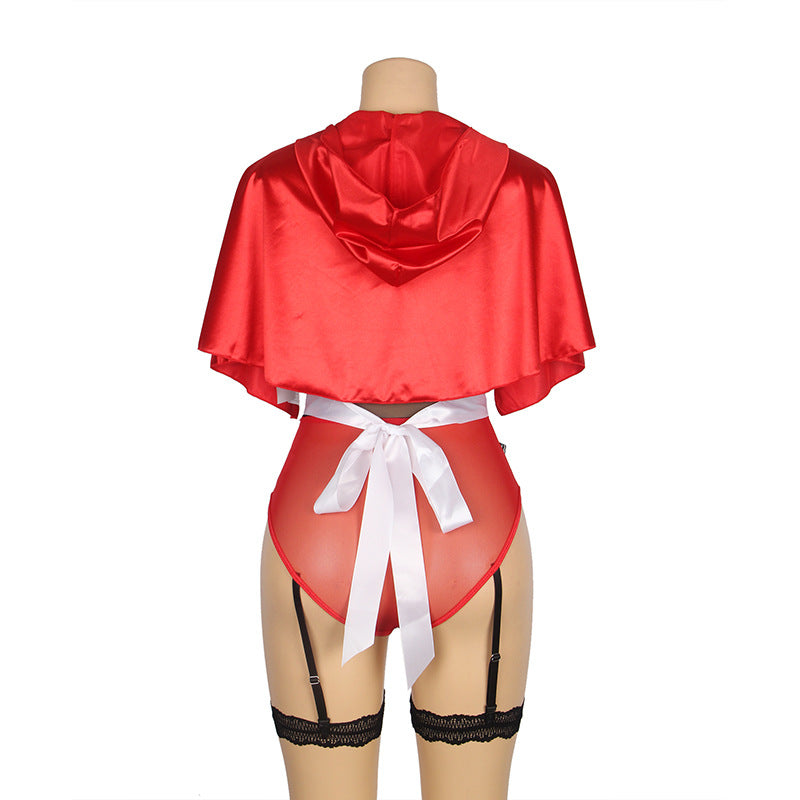 Plus Size Red Riding Hood Cosplay Garter Belt Suit