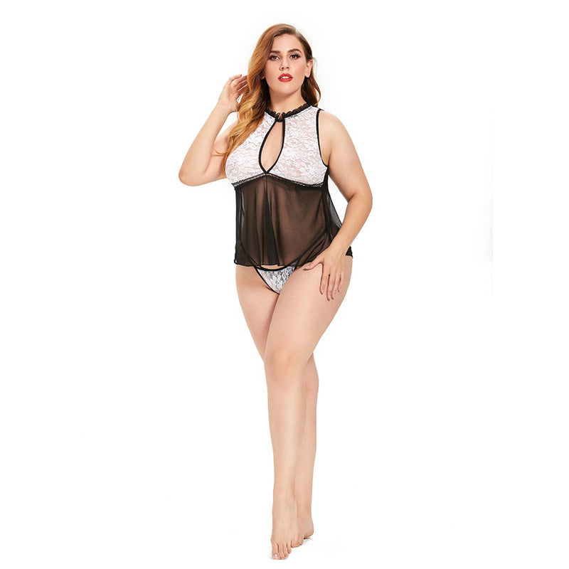 Plus Size Lace Sleepwear, Semi-Transparent seductive Lingerie