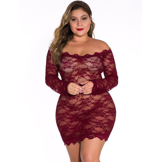 Plus Size Long Sleeve See-Through Jumpsuit seductive Lingerie