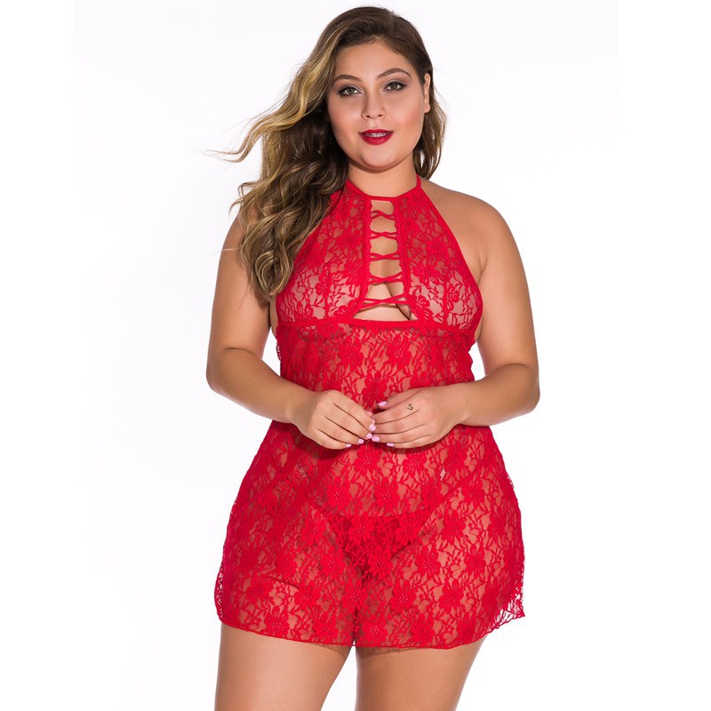 Plus Size Mesh Long Sleeve Cardigan Nightgown Suit