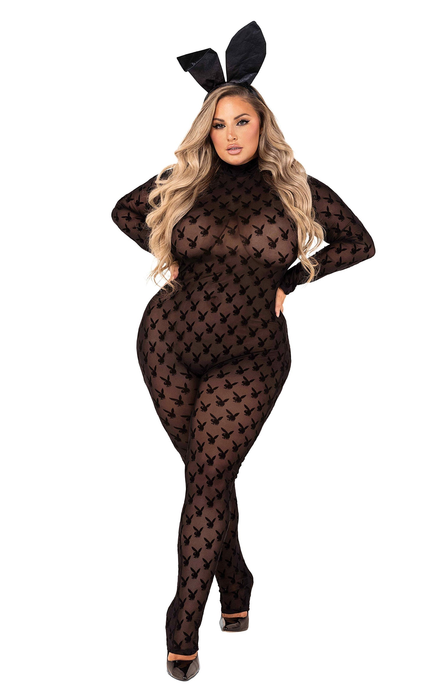 PB112 - 2pc Sheer Playboy Bunny Bodysuit