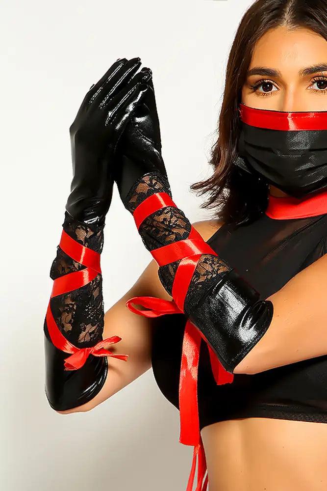 Back Lace Faux Leather Gloves